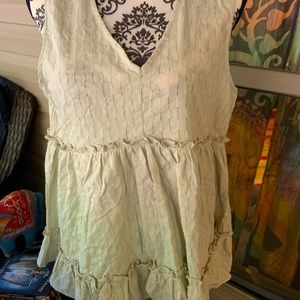 Size L NWT sage green ruffled tank